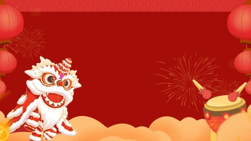 Background tết trung thu màu đỏ cùng kỳ lân