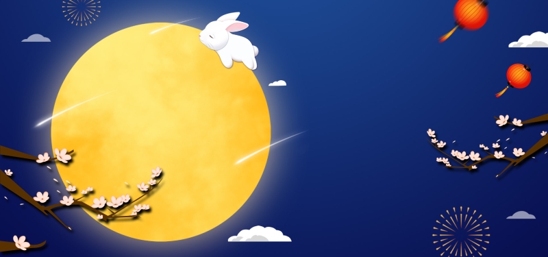 Background tết trung thu hình ảnh con thỏ ôm mặt trăng