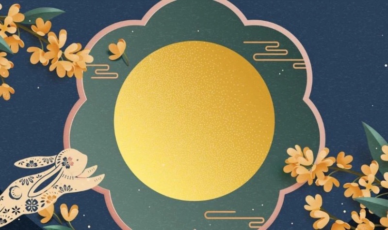 Background tết trung thu với mặt trăng tròn và sáng