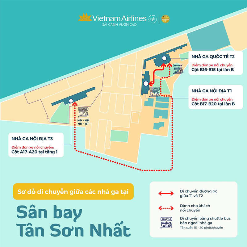 Di chuyển bằng xe buýt nội bộ miễn phí