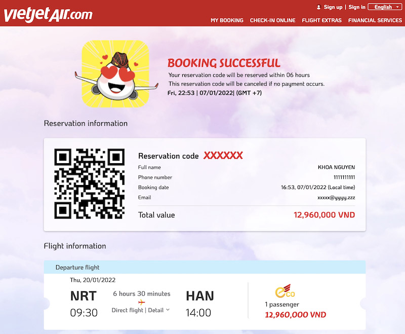 Kiểm tra vé máy bay Vietjet Air đã đặt như thế nào