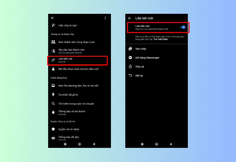 Tạo liên kết mời tham gia nhóm Messenger