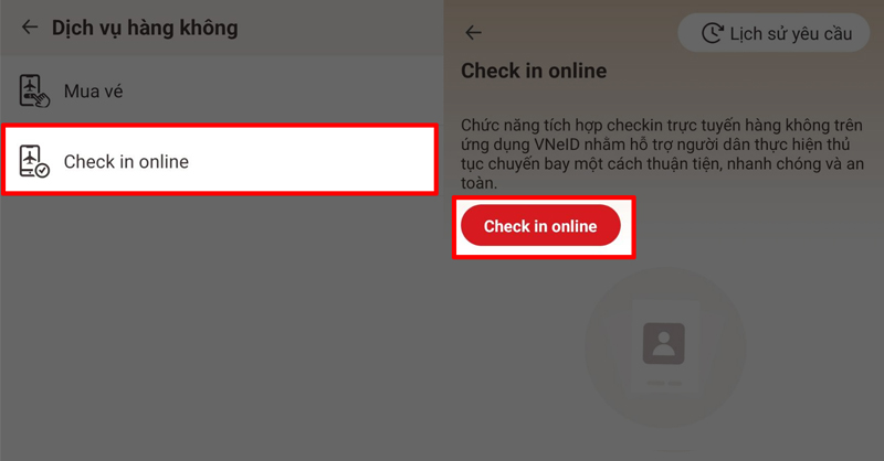 Chọn Check in online