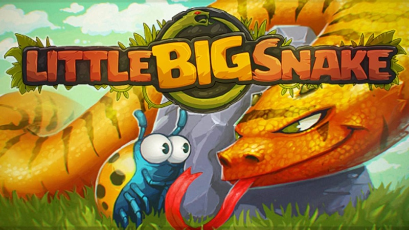 Rắn lớn màu vàng cam và chú ốc sên xanh trên nền cỏ