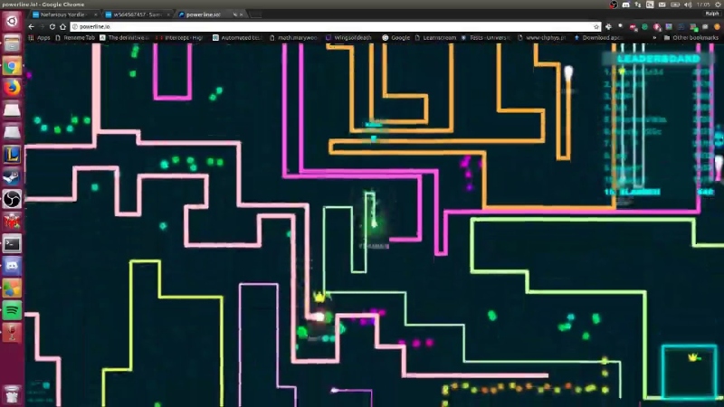 Các đường sáng neon nhiều màu di chuyển trên bản đồ.