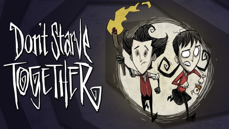 Hai nhân vật cầm đuốc và vũ khí trong Don't Starve