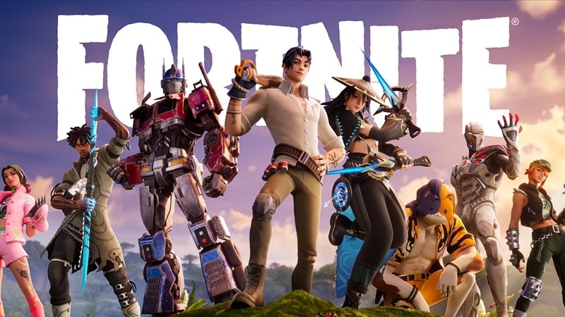Nhóm nhân vật chuẩn bị chiến đấu trong Fortnite