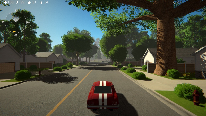 Người lái xe trong khu phố yên tĩnh