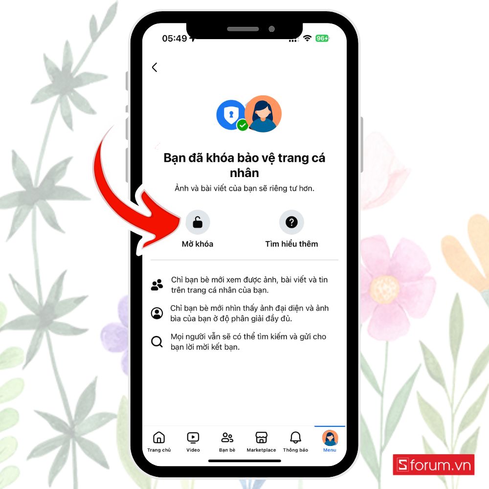 Bước 2: Tìm tùy chọn Mở khóa trang cá nhân. 3
