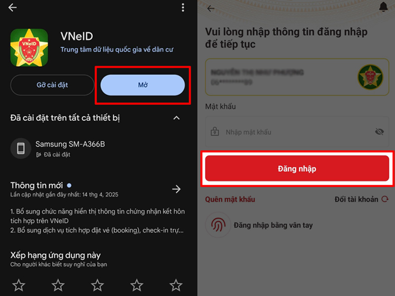 Đăng nhập vào tài khoản VNeID