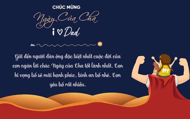 thiệp chúc mừng với hình ảnh người cha cõng con trên vai