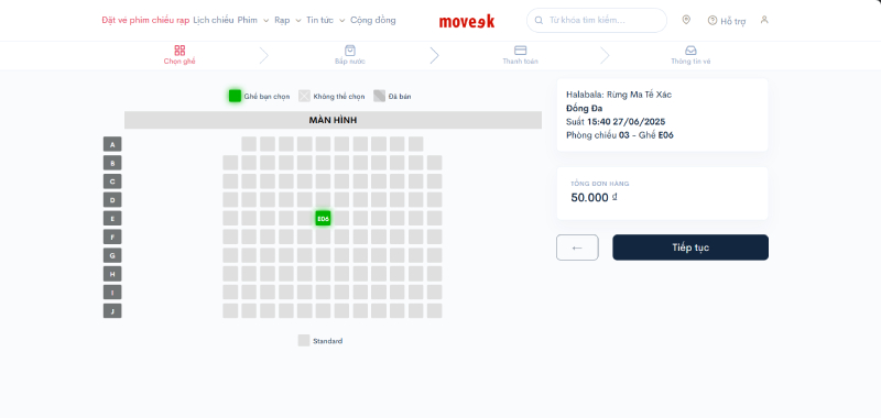 chọn ghế và đặt vé