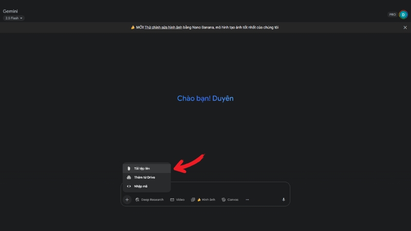 Tải ảnh khuôn mặt tham chiếu Gemini