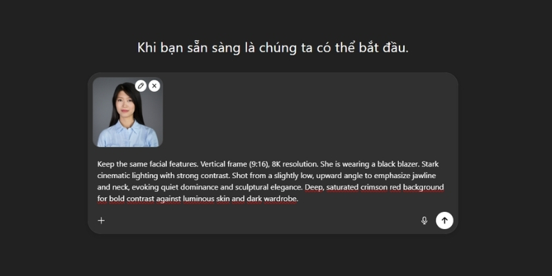 Tải ảnh tham chiếu và nhập prompt vào ChatGPT