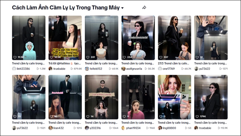 Trend tạo ảnh cầm ly cafe trong thang máy gây sốt trên TikTok