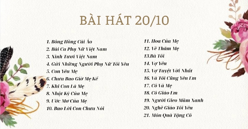 21 Bài hát hay chúc mừng 20/10 tôn vinh phụ nữ Việt Nam