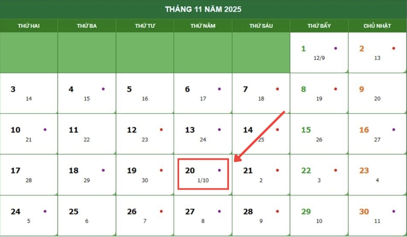 20-11-la-thu-may-co-duoc-nghi-khong-2 Lịch tháng 11 năm 2025 đánh dấu ngày 20/11 rơi vào thứ Năm
