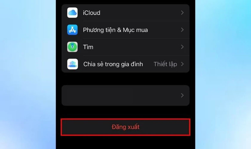 Đăng xuất tài khoản Apple ID