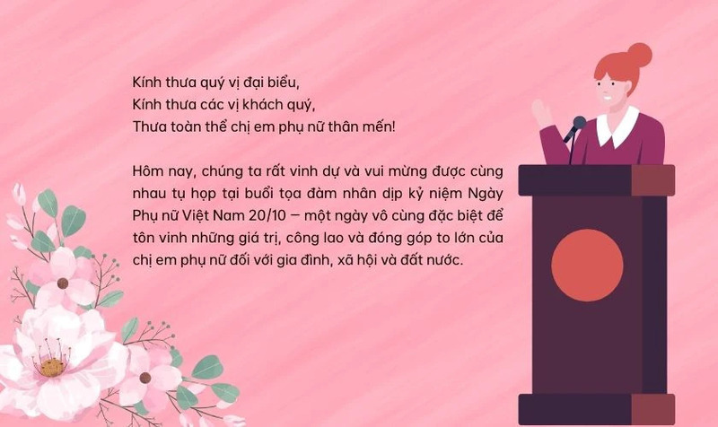 Bài phát biểu khai mạc lễ kỷ niệm 20/10