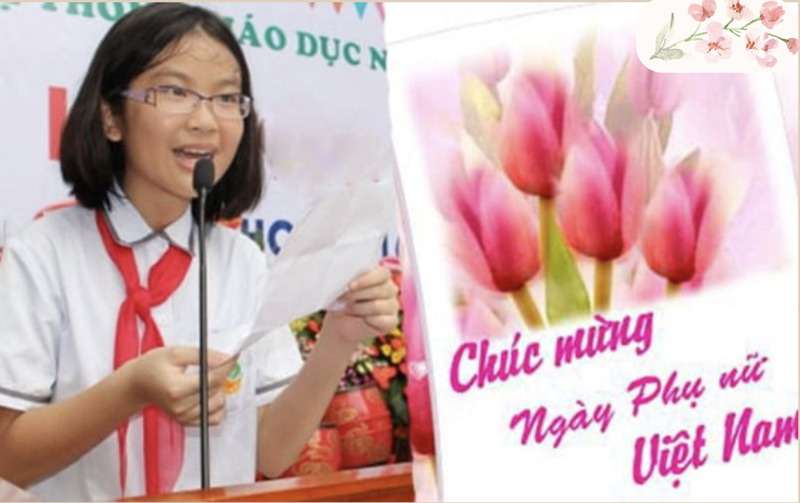 Học sinh phát biểu tri ân đến cô giáo ngày 20/10