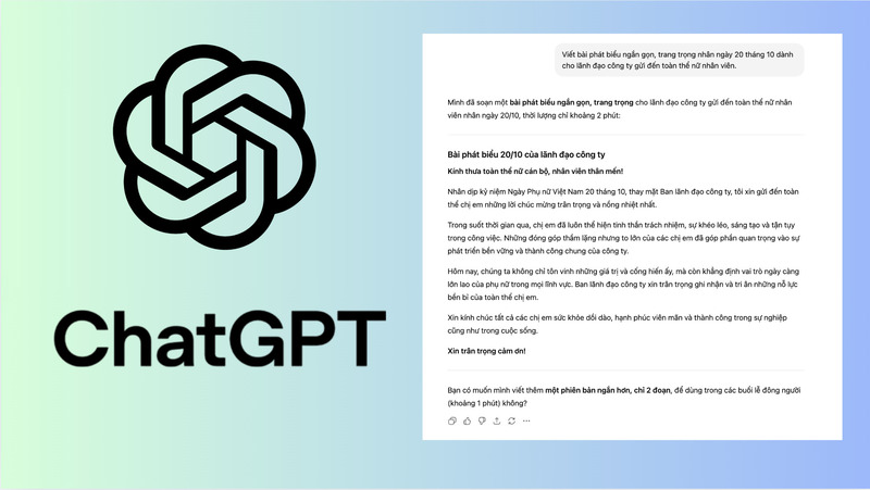 Tạo nhanh bài phát biểu 20/10 hay với Chat GPT