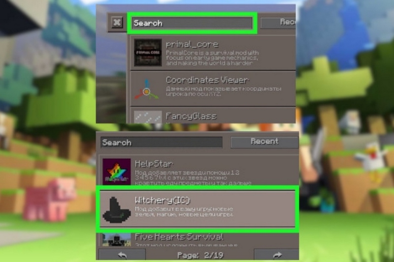 cach-cai-mod-vao-minecraft-pe-6 Ở ô Search, nhập Mod witchery(IC)