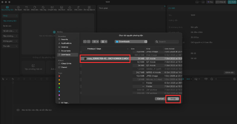Tải video từ máy tính lên Capcut