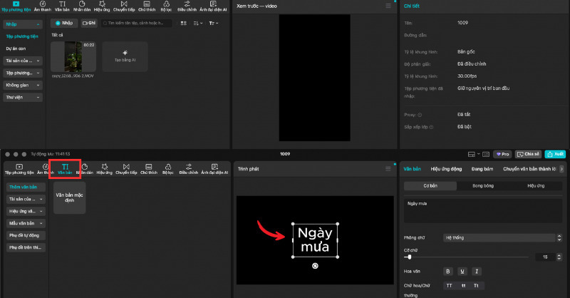Thêm văn bản muốn chèn vào video
