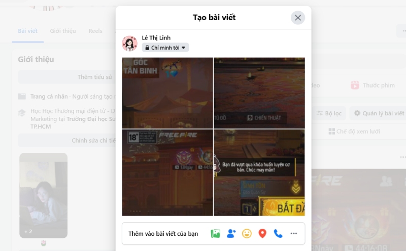 Đăng ảnh đã cắt lên facebook