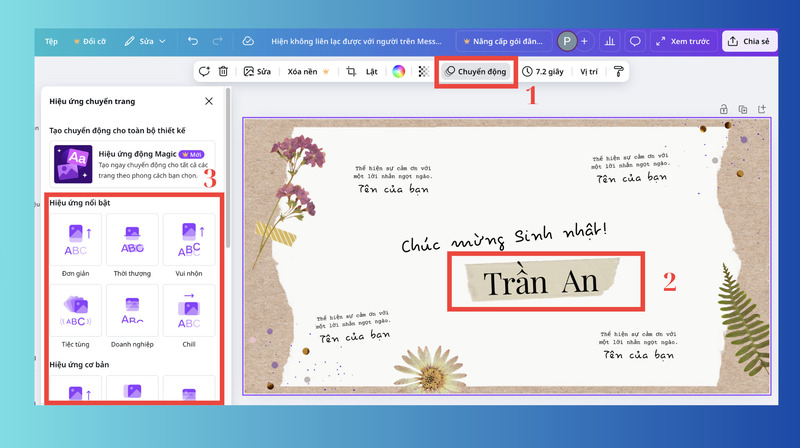 Thêm hiệu ứng chuyển động cho các lớp trong Canva