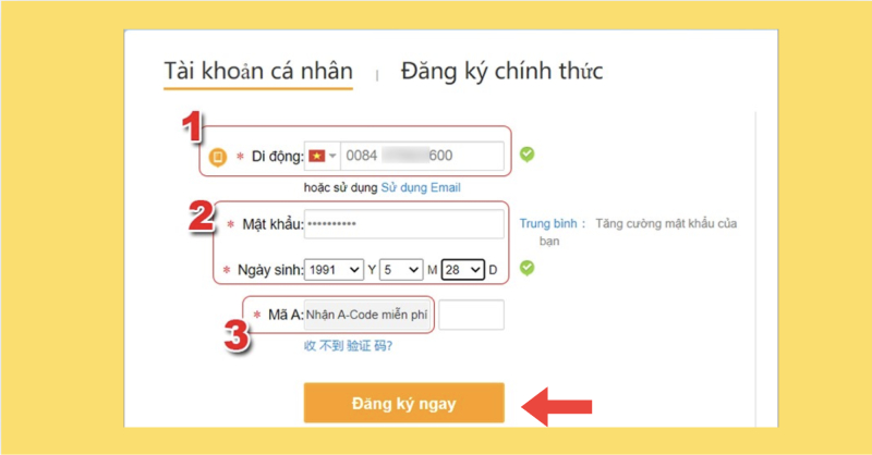 Điền thông tin cá nhân để đăng ký tài khoản Weibo mới