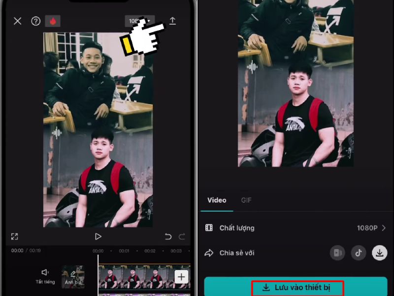 Tạo video mới trên Capcut và Lưu vào thiết bị