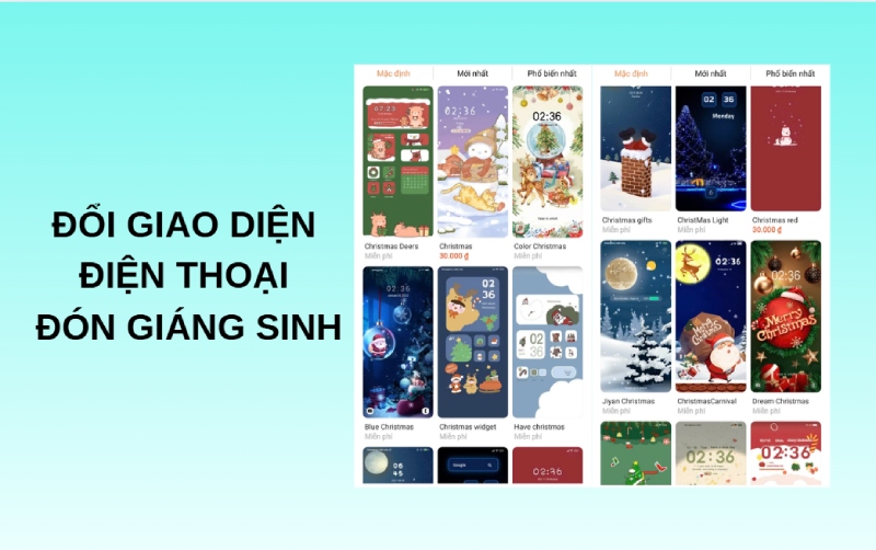 Giao diện chủ đề Giáng Sinh trên điện thoại