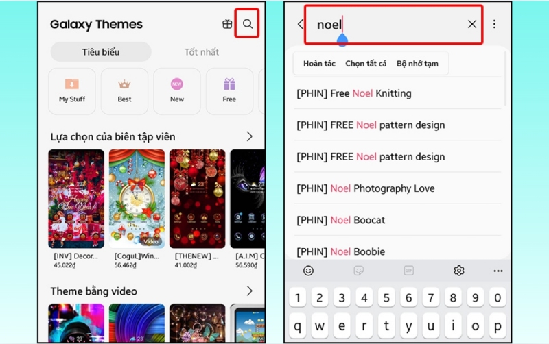 Tìm chủ đề Noel trong Galaxy Themes