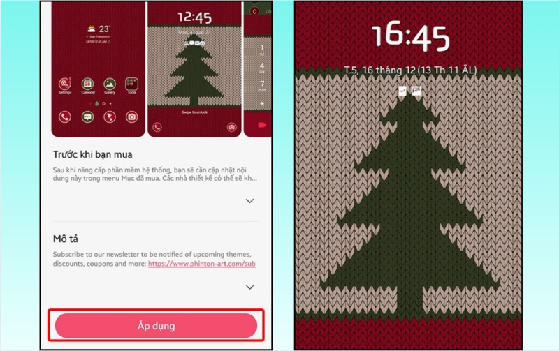 Áp dụng chủ đề Noel cho màn hình điện thoại