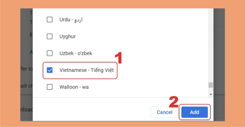 Thêm ngôn ngữ Tiếng Việt vào cài đặt trình duyệt Chrome