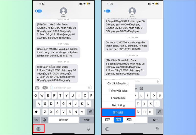 Chuyển đổi bàn phím sang tiếng Trung Pinyin trên iPhone