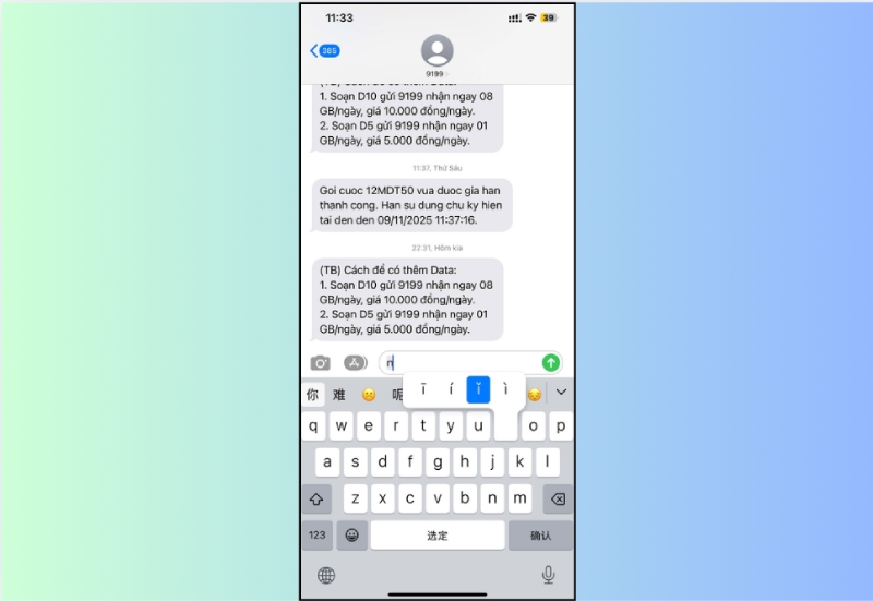Gõ tiếng Trung bằng Pinyin trong ứng dụng nhắn tin iPhone