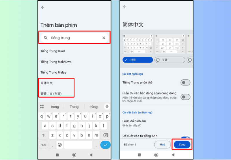 Tìm và thêm bàn phím tiếng Trung giản thể trong Gboard