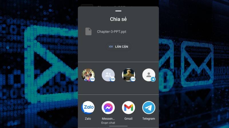 Chọn biểu tượng Messenger để hoàn thành chia sẻ file powerPoint