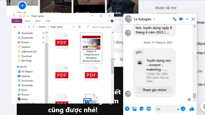 Mở thư mục chứa file PowerPoint kéo thả chuột vào khung chat Messenger