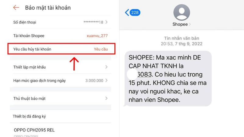 Gửi yêu cầu hủy tài khoản và xác minh danh tính