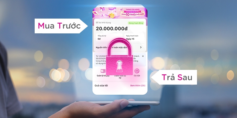Giao diện ví trả sau MoMo với tính năng khóa và hủy