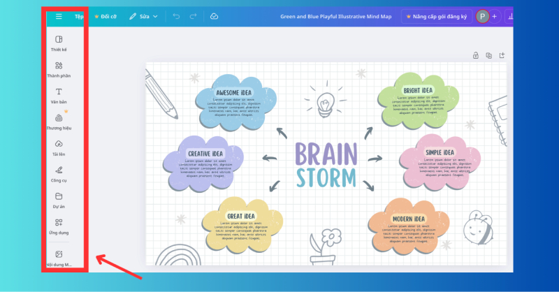 Chỉnh sửa nội dung, hình ảnh và hình dạng sơ đồ tư duy trên canva