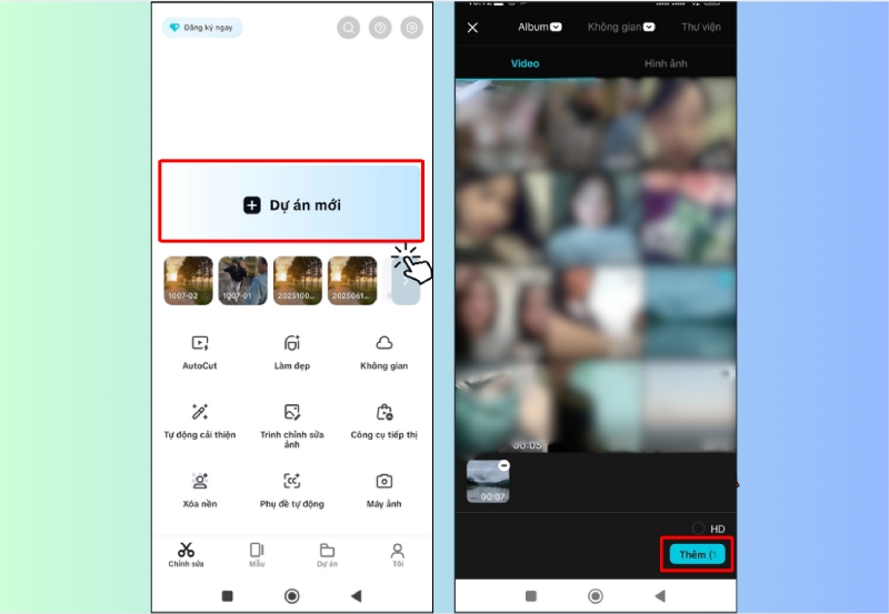 Thêm video mới vào dự án trong CapCut