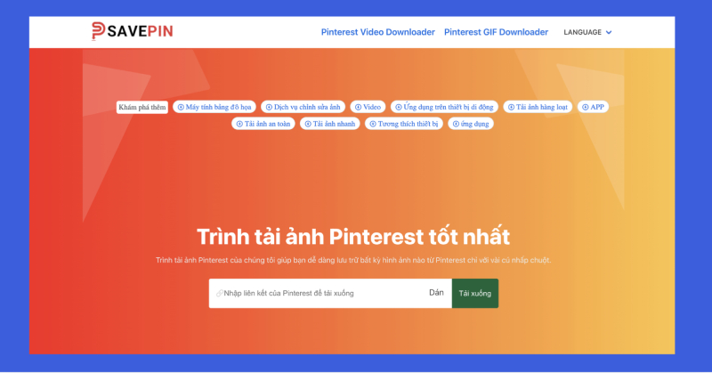 Trang SavePin tải ảnh và video Pinterest nhanh chóng