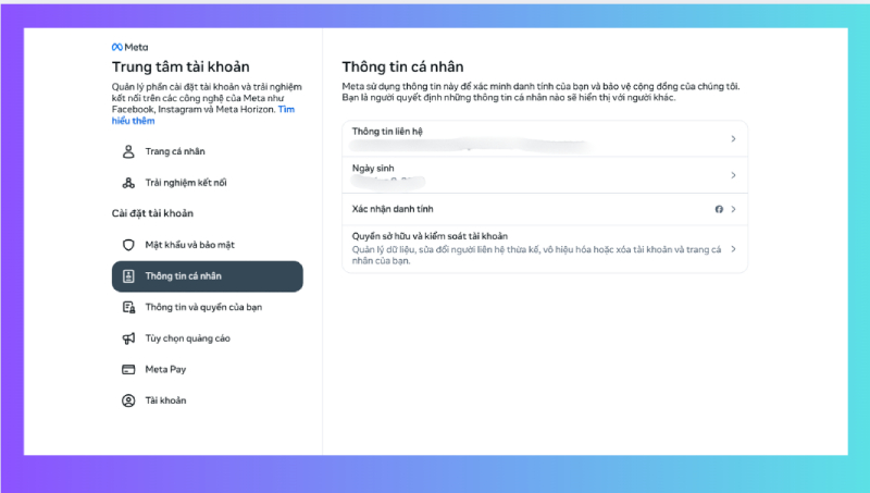 Cập nhật và xác nhận lại thông tin cá nhân