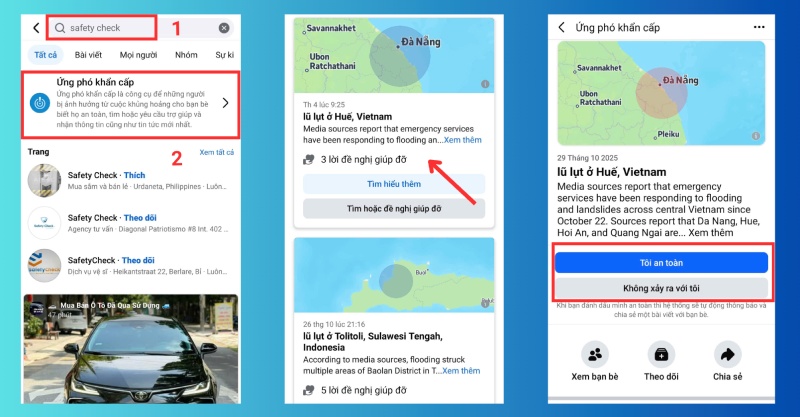 Cách tìm và chọn tính năng thông báo an toàn trên Facebook