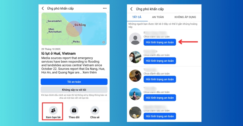 Cách hỏi tình trạng an toàn của bạn bè trên Facebook
