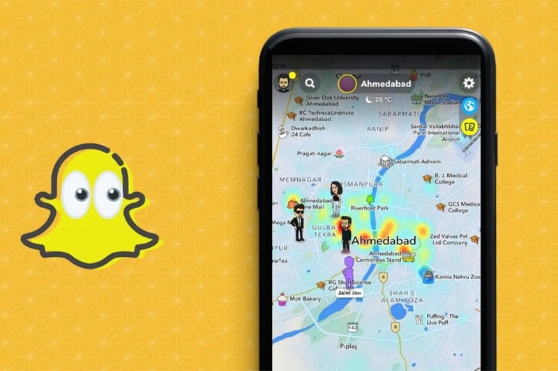 cach-tai-snapchat-ve-dien-thoai-5 Giao diện bản đồ Snap Map hiển thị vị trí bạn bè trên Snapchat